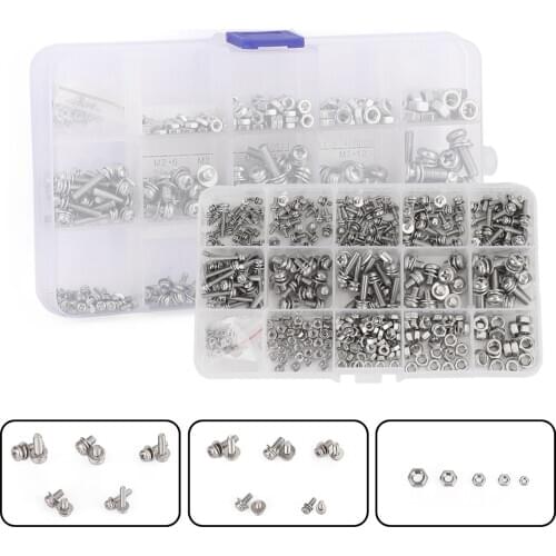 Artudatech 1Set of 400pcs M2 M2.5 M3 M4 M5 Phillips Pan Head Screws Nuts w/ Washers