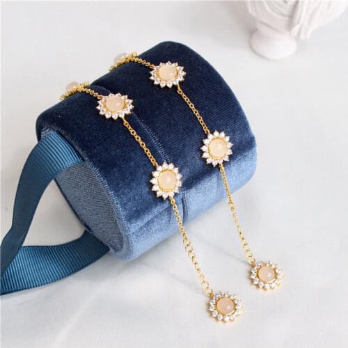 S925 Sterling Silver SUNFLOWER Bracelet Natural Hetian Jade White Jade Bracelet Simple and Compact Fairy Gentle and Stylish Brac