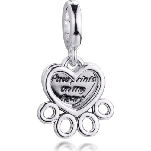 Beads fits for Necklaces Bracelets 100% 925 Sterling-Silver-Jewelry Heart Charms Free Shipping