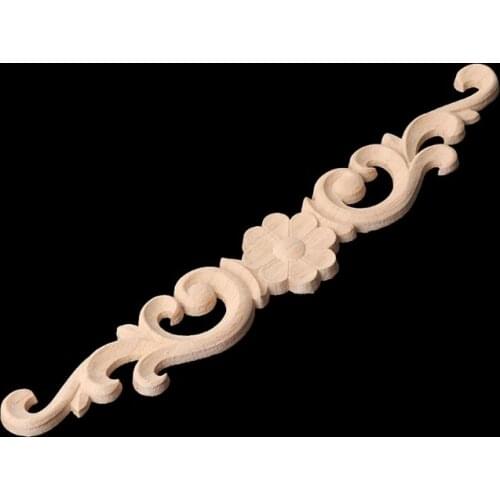 Floral Wood Carved Corner Onlay Applique Frame Unpainted Furniture Home Decor