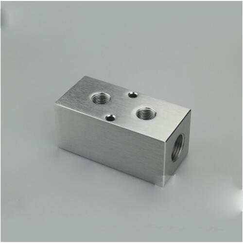 G1/2" In G1/4" Out 2 Way Pneumatic Air Solid Aluminum Manifold Block Splitter