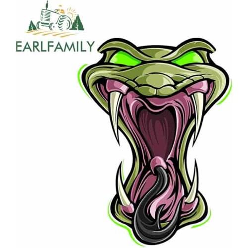 EARLFAMILY 13cm x 9.6cm Cartoon Snake Viper Anime Car Stickers Vinyl JDM Bumper Trunk Truck Graphics Windshield Bumper Windows