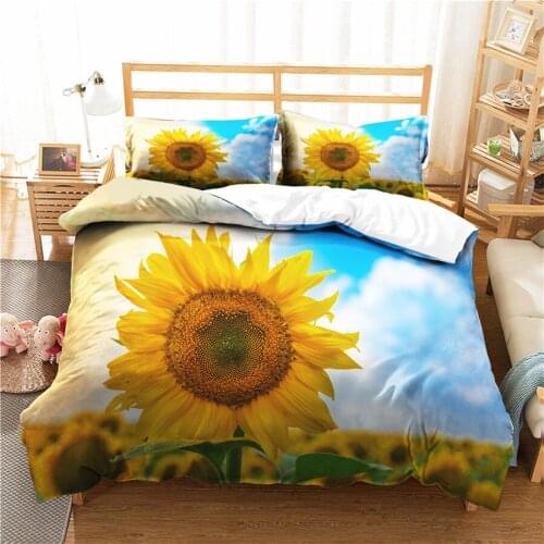 A Bedding Set 3D Printed Duvet Cover Bed Set Sunflower Flowers Plant Home Textiles for Adults Bedclothes with Pillowcase #XRK08