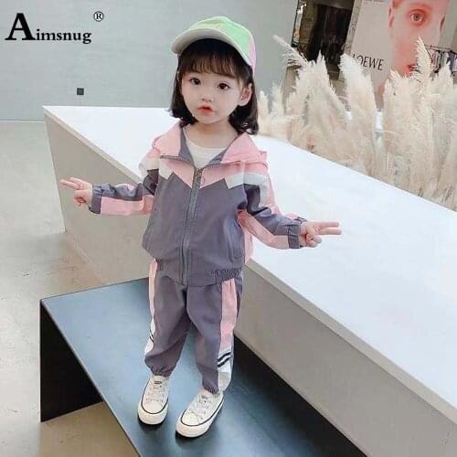 Baby Girls Two Pieces Sets Childrens Hooded Jackets and Long Pants Fashion Zipper Pocket Coats 2021 Patchwork Kids 2PCS Outfits