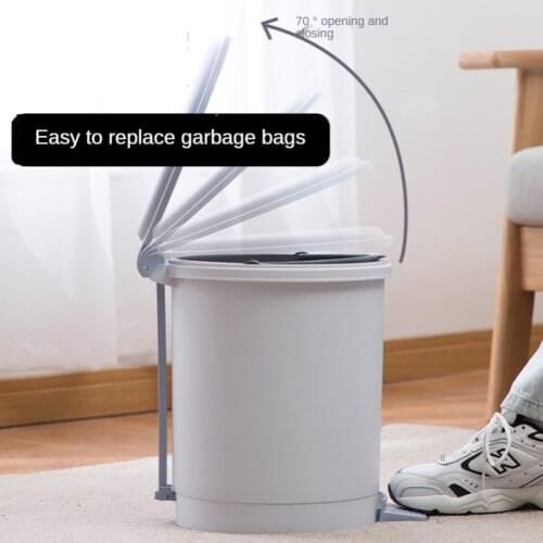 Bedroom Cover Trash Can Bathroom Garbage Plastic Gray Kitchen Automatic White Trash Can Food Bucket Cleaning Supplies AG50LJ