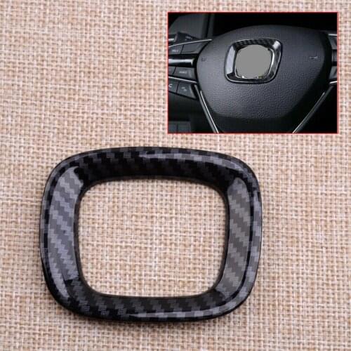 CITALL Car Steering Wheel Logo Circle Trim Fit for Honda Accord 10th 2018 2019 2020 ABS Carbon Fiber Style