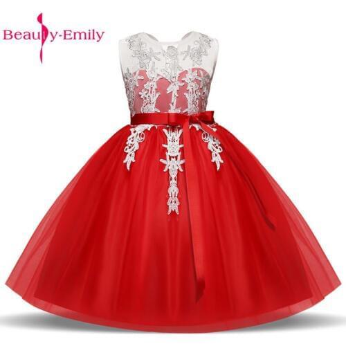 Sweet O Neck Sleeveless Green Flower Girls Dresses Knee Length First Communion Dress Kids Wedding Party Gown Long Banquet Dress