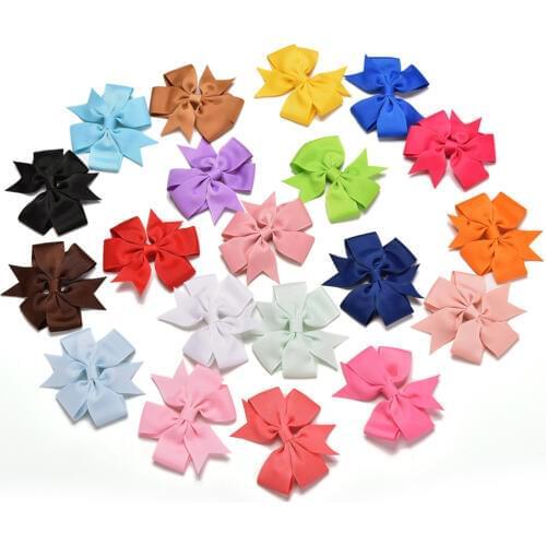 20Pcs/lot Cute Baby Girls 3 inch Grosgrain Ribbon Boutique Hair Bows With Clip Hairpins For Kids Girl Hair Accessories