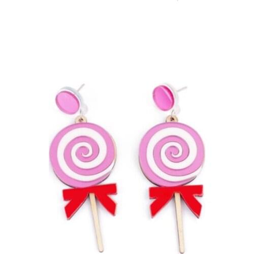 Cute Bowknot Lollipop Long Candies Earrings For Women Girl Romantic Acrylic Drop Earrings Fashion Jewelry Wholesale E18192