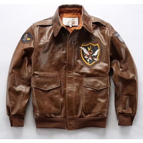 2020 New Men A2 Air Force AVFLY Jacket genuine Leather jacket men real cowskin bomber Jacket Mens motorcycle leather coat