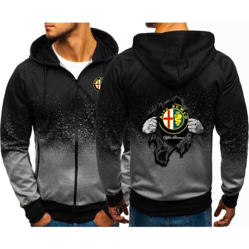 2020 Mens Jacket Zipper Punk Clothes Alfa Romeo Print Custom Punk Man Casual Harajuku Gradient Color Hoodie Gradient Sweatshirt