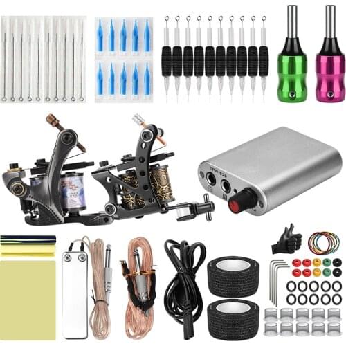 Tattoo Kits Rotary Tattoo Pen Machine Power Supply Tattoo Set Guns Inks Permanent Makeup Tools Needles Body Art Tool