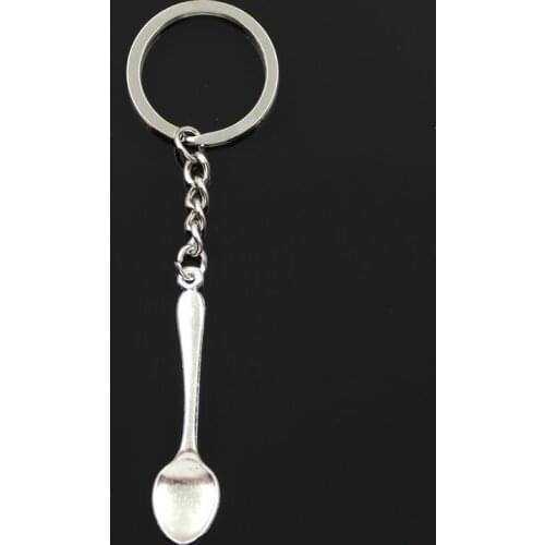 New Fashion Keychain 54x12mm Spoon Pendants DIY Men Jewelry Car Key Chain Ring Holder Souvenir For Gift