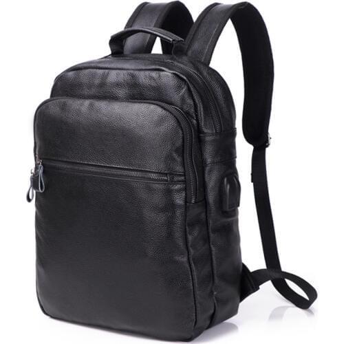 New Brand 100% Genuine Leather Men Backpacks Fashion Real Natural Leather Student Backpack Boy Luxury Design Computer Laptop Bag