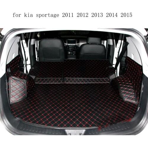 Wearable waterproof fiber leather car trunk mat for kia sportage 2011 2012 2013 2014 2015 3rd gemeration car accessories
