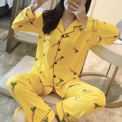 Pajamas For Women Satin Women Pajamas Sets Long Sleeves Lapel Pocket Top Pants Women Pajamas Sleepwear