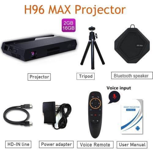 H96 MAX projector 2.4g&5g wifi mini dip projector pico bluetooth 2G 16G 4k Amlogic S912 150 lumens Android 6.0 h96-p projector