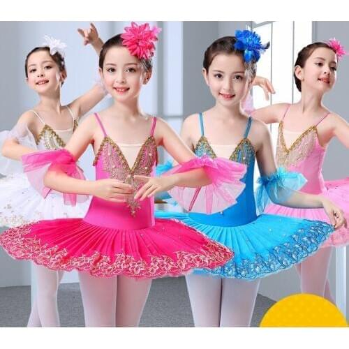 Professional Ballet Tutu Child Swan Lake Costume White Red Blue Ballet Dress for Children Pancake Tutu Girls Dancewear
