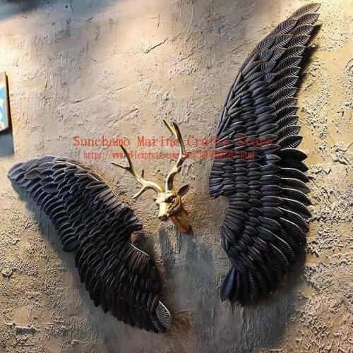 Retro Industrial Wind Decoration Wall Hanging Iron Angel Wing Wall Decoration Bar Coffee Party Photo Supply Murals Iron Wings