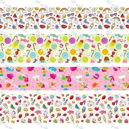 Cartoon Sweet candy printed grosgrain ribbon 50 yards Tape Clothing Bakery hairbow gift wrapping hairbow headwear DIY decoratio