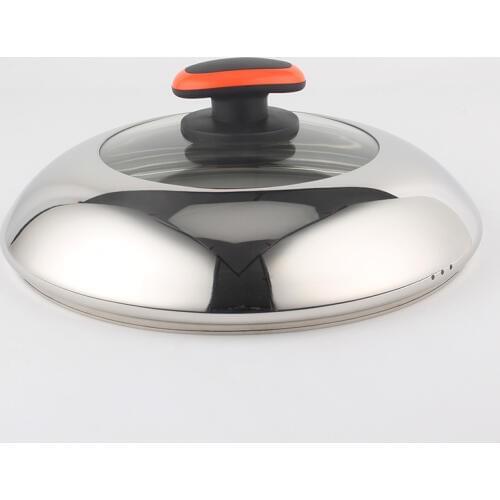 Steamed frying pan stainless steel glass lid wok thicken pot cover kitchen cookware accessories oil proofing 16-38cm