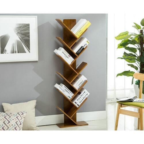 HQ BK01 Modern Office Living Home Tawny Color Bookshelf Bookcase Books CD Display Storage Rack Shelf Kids Students Wood Bookrack