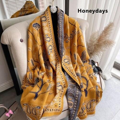 Vintage Design Cashew Print Cashmere Scarf Winter Warm Pashmina Brand Shawl Femme Blanket Scarfs Wraps Thick Soft Shawls Bufanda