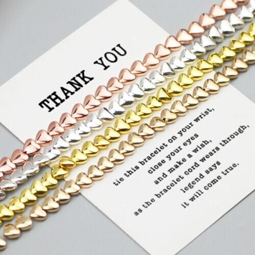 WLYeeS 6mm Heart Shape Hematite Beads Gold Silvers Natural Stone for Jewelry Making charms Bracelet Earring Pendant DIY Findings