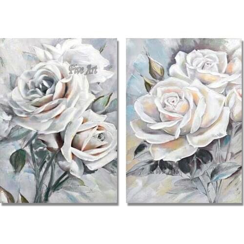 100% Hand-painted Wall Decoration Canvas Art Abstract 2PCS Acrylic Flower Oil Painting Artwork Design Unframed Wall Art Dropship