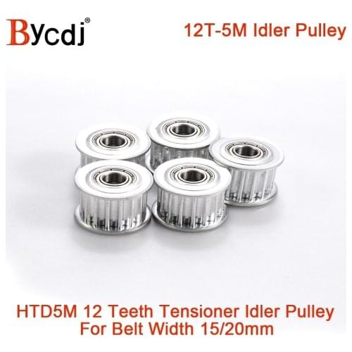 12 Teeth 5M Idler Pulley Tensioner Wheel Bore 3/4/5/6mm with Bearing Guide 5M synchronous pulley HTD5M 12teeth 12T