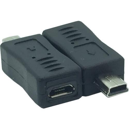 2pcs Black Micro USB Female to Mini USB Male Adapter Charger Converter Adaptor