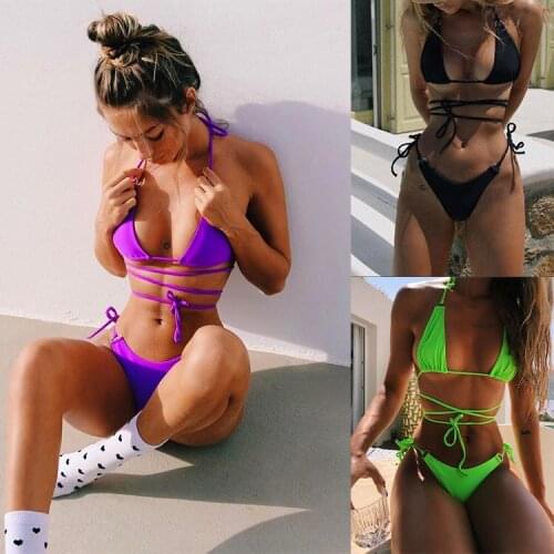 2021 New Lady Split Swimsuit New Leopard Bikini Hot Sale Stitching Halter Bikini Beach Swimwear SW637