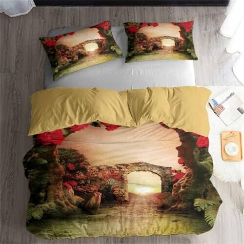 HELENGILI 3D Bedding Set Forest Dreamland Print Duvet Cover Set Bedclothes with Pillowcase Bed Set Home Textiles #MJSL-98