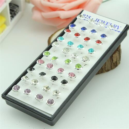 40pcs 925 sterling silver earrings Circular crystal earrings modern beautiful stud earrings for female charm stud earrings