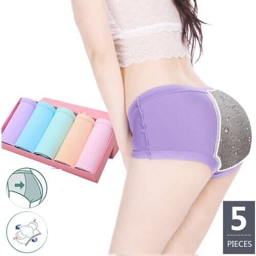 5Pcs/lot Cotton Women Physiological Pants Leakproof Menstrual Period Panties Soft Underwear Health Soft Womens Briefs