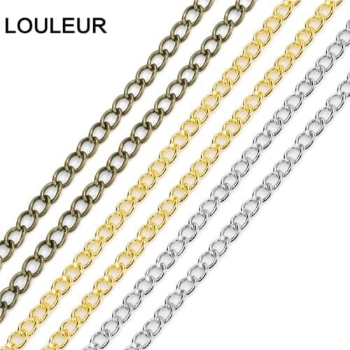 LOULEUR 10meter/lot 3*4mm Metal Iron Black Necklace Chains Bulk Link Chains For Necklace Bracelet Diy Jewelry Making