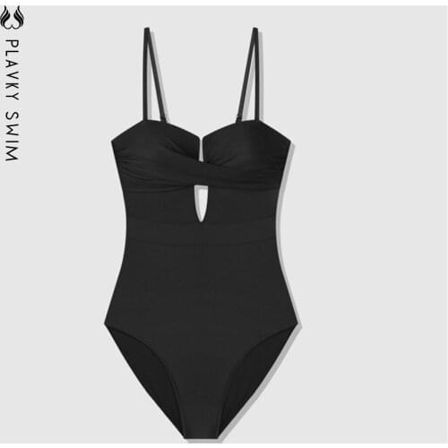 Black Push Up One Piece Swimsuit Women Sexy Bandeau Swimwear Swim Beach Wear Bathing Suit 2021 Monokini Bodysuit Trikini