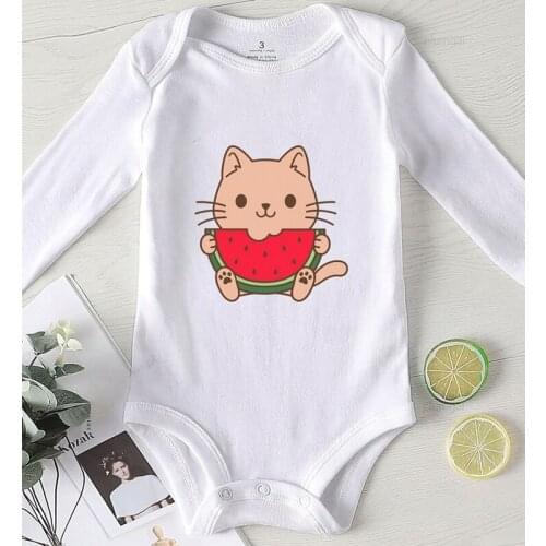Cat Printing Newborn Baby Clothes Toddler Girls Outfits Infant Clothing Romper for Girl Shower Gifts Jumpsuit Kids Autumn