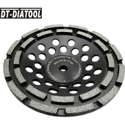 DT-DIATOOL 1pc Dia 180mm/7inch Premium Diamond Double Row Cup Grinding Wheel with M14 connection for Concrete Hard Stone Granite