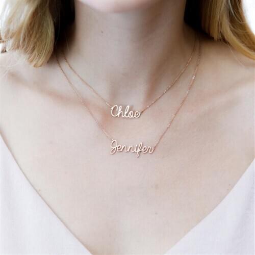 Double Chain Name Necklace • Personalized Layer Name Necklace • Dainty Names Jewelry • Children Names Necklace • Mothers Gift