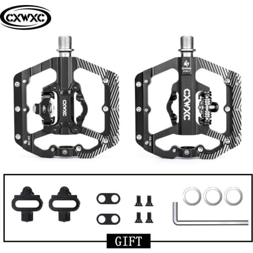 CXWXC Dual Function Platforms Flat / Clipless MTB Pedals SPD Cleats 3 Sealed Bearings Bike Pedals Road BMX Pedals For Bicycle