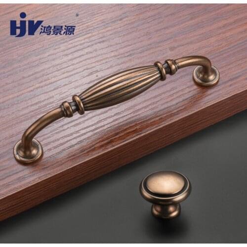 HJY Red Bronze Antique Cabinet Pulls Handles European Style Retro Metal Kitchen Drawer Handle Furniture Wardrobe Door Pulls Z411