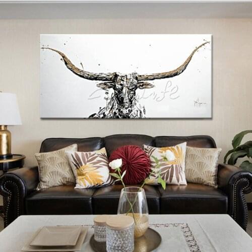 Bull Oil painting On Canvas Wall Pictures Paintings For Living Room Wall Art Canvas plattle knife modern abstract hand painted
