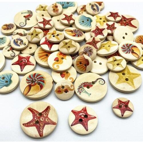 New 15/20/25mm Color Printing Round Buttons Underwater World Animal Mixed Buttons for Wedding Decoration Sewing Accessories