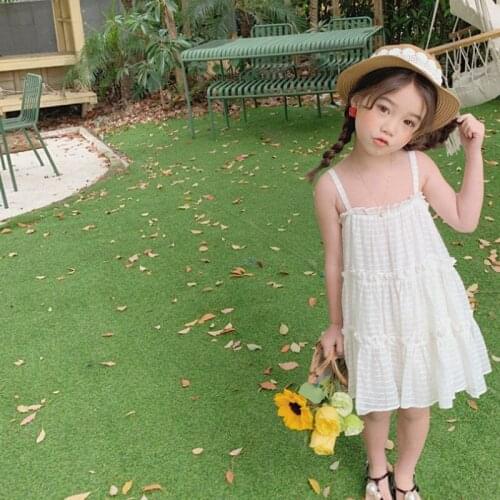 Summer Baby Girl White Princess Dress Kids Fashion Breathable Pleated Sleeveless Dress