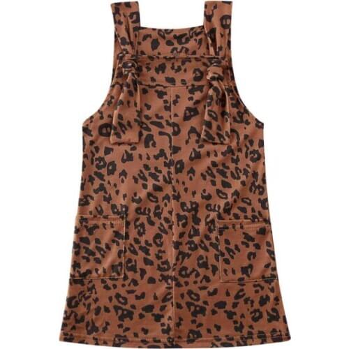 1-6Y Summer Kid Baby Girl Straight Sleeveless Strap Dress Party Dress Fashion Leopard Print Dress Clothes