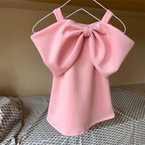 Summer Dresses For Girls Children Clothing Bow Suspender Dress 2021 Summer New Girls Air Cotton Princess Dress Children 1-7Y