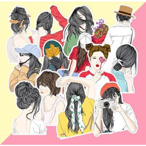 Fashion retro girl cartoon Paper Stickers Crafts And Scrapbooking stickers book Decorative sticker DIY Stationery