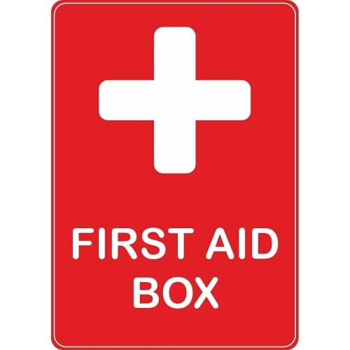 Sticker First Aid Box Red Health Emergency Safety Decal Self Adhesive Window Decals KK Vinyl PVC 15cm X 10.6cm