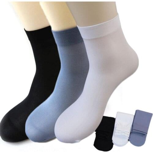 1 Pair Hot Bamboo Hocok Fiber Socks Ultra-thin Elastic Silky Short Silk Men Socks Popular Breathable Soxs Elastic Sokken For Man